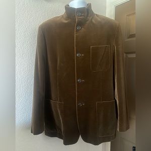 Emporio Armani Mandarin collar velvet coat - Brown (US 38/euro 48)